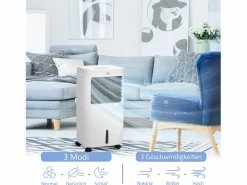 Outlet Aire acondicionado portátil 3 en 1 con humidificación, refrigeración por agua, 15 L, oscilación de 60°, control remoto, temporizador de 8 h, para 20 m² Aire Acondicionado, Ventilación