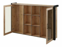 Meublorama Alacena colección TIVORA. 2 puertas y 6 nichos centrales. Color roble y negro.