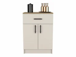 Clearance Alacena Mayorca en melamina con 2 puertas , 2 estantes y cajon con rieles metalicos , Blanco / Beige , 85.1 cm X 60 cm X 40.5 cm Aparador De Cocina
