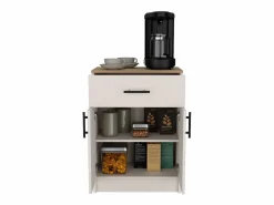 Clearance Alacena Mayorca en melamina con 2 puertas , 2 estantes y cajon con rieles metalicos , Blanco / Beige , 85.1 cm X 60 cm X 40.5 cm Aparador De Cocina