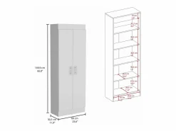 Clearance Alacena Nepal en melamina con 2 puertas y 5 estantes , , 169.9 cm X 60 cm X 30.3 cm Vitrina Para Vajilla