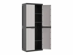 Clearance Garden Furniture Alavieska Armario de almacenaje exterior PP y negro 65x37x165 cm Gris