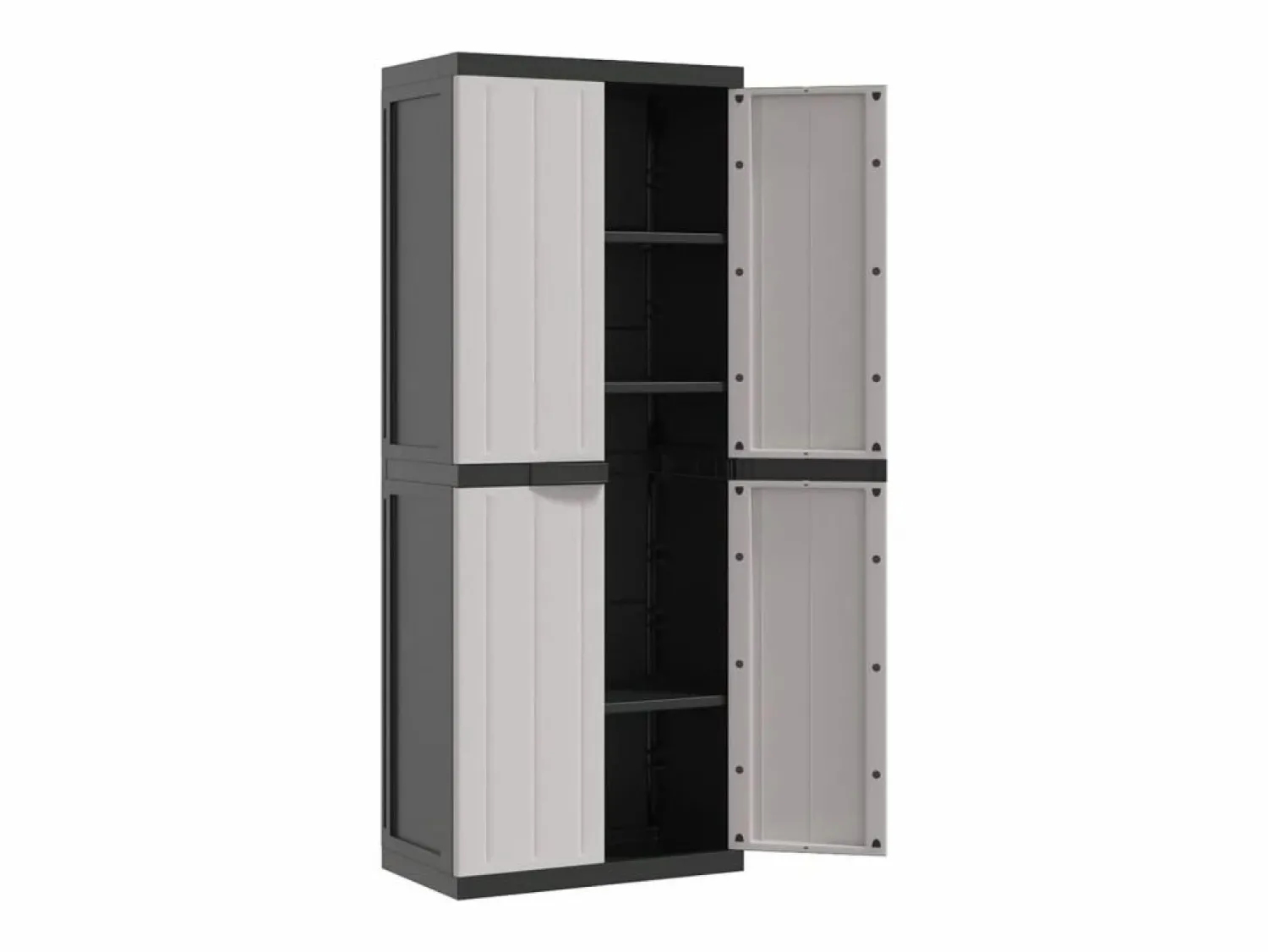 Clearance Garden Furniture Alavieska Armario de almacenaje exterior PP y negro 65x37x165 cm Gris