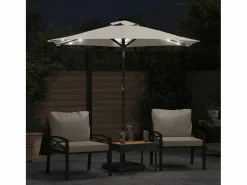 Best Albemarle Sombrilla jardín con luces LED poste acero blanca 225x225x212cm Sombrilla