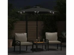 Discount Albemarle Sombrilla jardín con LEDs poste acero antracita 225x225x212 cm Sombrilla