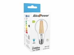 Outlet Alcapower - Bombilla LED E27 A60 de 15 W, 2500 lm, ángulo de 320°, clase energética C, Ø60 mm, luz instantánea, larga duración (6000 K) Transparente