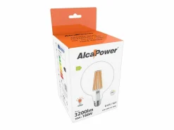 Alcapower - Bombilla LED E27 G125 de 18 W, 3200 lm, ángulo de haz de 320°, clase energética C, Ø125 mm, luz instantánea, larga duración (3000 K)