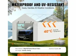 Best Alero de Reemplazo para Refugio de Auto SucceBuy, 304,8 x 609,6 cm, con Pared Lateral, Cochera