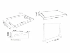 Vente-unique Alero KEPLER aluminio Negro Ancho 120xProf. 80xAlt. 21 cm