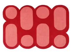 OZAIA Alfombra 100% lana tejida a mano, rojo cereza y rosa, 160 x 230 cm, 2100g/m², NOLERA