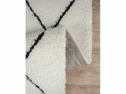 Sale the carpet Alfombra Bahar Shaggy moderna patrón rombos, negro , 160 cm redonda Blanco