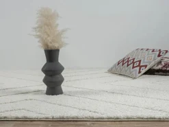 Discount the carpet Alfombra Bahar Shaggy patrón triángulos, , 160 cm redonda Crema