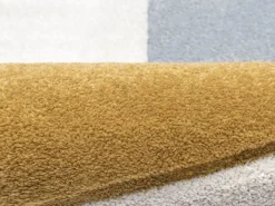 Clearance OZAIA Alfombra con diseño abstracto 160 x 230 cm, Blanco, azul y amarillo, SANTORELA Azul / Blanco / Mostaza