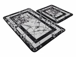 Sale Alfombra de baño Set (2 piezas) Marmor blanco negro Alfombra De Baño|Textil De Baño