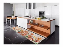 Alfombra de cocina - dibujos con flores - - 52 x 100 cm - RICCI