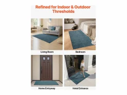 Clearance Alfombra de Entrada SucceBuy, 183x122 cm, Felpudo Exterior Interior con Reverso Antideslizante PVC, Resistente Lavable, Atrapa Polvo, Azul Pizarra Negro