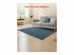Clearance Alfombra de Entrada SucceBuy, 183x122 cm, Felpudo Exterior Interior con Reverso Antideslizante PVC, Resistente Lavable, Atrapa Polvo, Azul Pizarra Negro