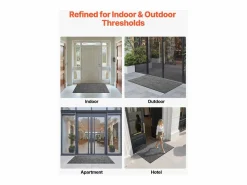 Sale Alfombra de Entrada SucceBuy, 152,4 x 91,4 cm, Felpudo Exterior Interior con Reverso Antideslizante PVC, Resistente Y Lavable, Atrapa Polvo, Gris Felpudo