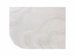New OZAIA Alfombra de lana en relieve 100% tufted a mano con borde redondeado, 200 x 290, , VELORIA Marfil