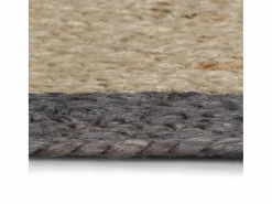 Alfombra de yute hecha a mano con borde oscuro 90 cm
