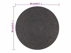 Alfombra de yute hecha a mano redonda de 90 cm oscuro