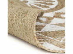 Outlet Alfombra de yute hecha a mano con estampado de 120 cm Blanco