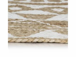 Outlet Alfombra de yute hecha a mano con estampado de 120 cm Blanco
