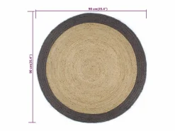 Online Clicnbuy Alfombra de yute tejida a mano con borde oscuro 90 cm Gris