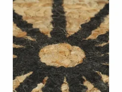 Sale Clicnbuy Alfombra de yute tejida a mano con estampado 90 cm Negro