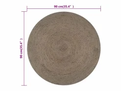 Discount Clicnbuy Alfombra de yute tejida a mano redonda 90 cm Gris