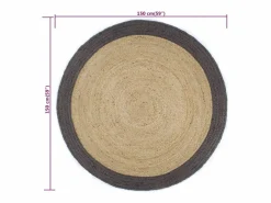 Clicnbuy Alfombra de yute tejida a mano con borde oscuro 150 cm