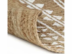 Hot Alfombra de yute tejida a mano con estampado 90 cm ES69136 Alfombra Redonda