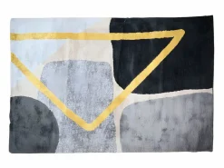 Online OZAIA Alfombra estilo contemporáneo PICADILLY - poliéster - 160 x 230 cm - Gris, negro y dorado Gris antracita / Gris