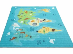 Hot the carpet Alfombra Happy Life de Aprendizaje - - 80x150 cm Azul