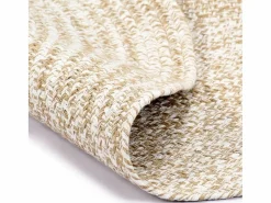 Alfombra hecha a mano de yute blanca y natural 90 cm Alfombra Redonda