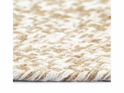 Alfombra hecha a mano de yute blanca y natural 90 cm Alfombra Redonda