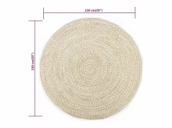 Discount Clicnbuy Alfombra hecha a mano de yute blanca y natural 150 cm Blanco