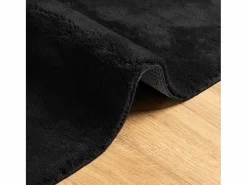 Alfombra HUARTE de pelo corto suave y lavable negra 200x200 cm