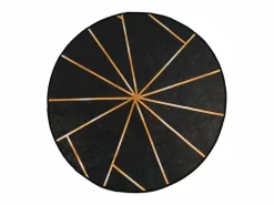 Alfombra lavable antideslizante negro y dorado Ø 120 cm Alfombra Redonda
