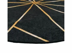 Alfombra lavable antideslizante negro y dorado Ø 120 cm Alfombra Redonda