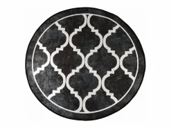 Clicnbuy Alfombra lavable antideslizante negro y blanco Ø 120 cm