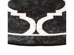 Clicnbuy Alfombra lavable antideslizante negro y blanco Ø 120 cm