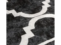 Clicnbuy Alfombra lavable antideslizante negro y blanco Ø 120 cm