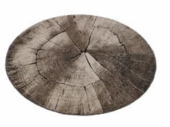 Discount the carpet Alfombra Marla Diseño Moderno Árbol, Natural, 120 cm redondo Color natural oscuro