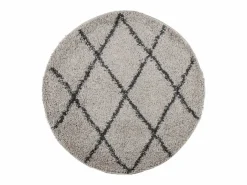 Hot Alfombra moderna de pelo largo en beige y antracita Ø 120 cm Multicolor