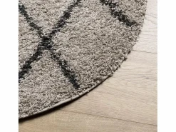 Hot Alfombra moderna de pelo largo en beige y antracita Ø 120 cm Multicolor