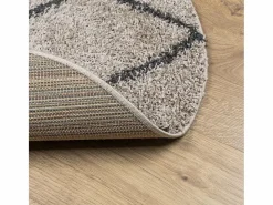 Hot Alfombra moderna de pelo largo en beige y antracita Ø 120 cm Multicolor