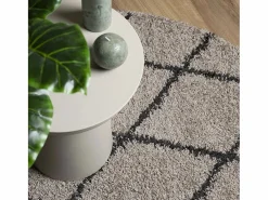 Hot Alfombra moderna de pelo largo en beige y antracita Ø 120 cm Multicolor