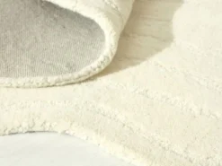Discount OZAIA Alfombra orgánica en relieve 100% lana tufting tejida a mano, Diám.160 cm, , 2100g/m², ORENIA Marfil
