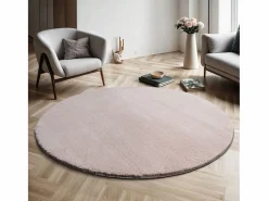the carpet Alfombra pelo corto lavable antideslizante - Rosa - 120 cm Redondo - RELAX